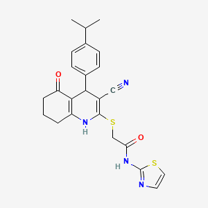 2-{[3-cyano-4-(4-isopropylphenyl)-5-oxo-1,4,5,6,7,8-hexahydro-2-quinolinyl]thio}-N-1,3-thiazol-2-ylacetamide