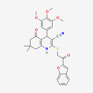 molecular formula C31H30N2O6S B4107070 2-{[2-(1-benzofuran-2-yl)-2-oxoethyl]thio}-7,7-dimethyl-5-oxo-4-(3,4,5-trimethoxyphenyl)-1,4,5,6,7,8-hexahydro-3-quinolinecarbonitrile 