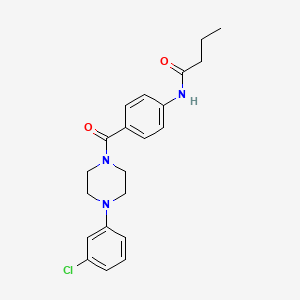 molecular formula C21H24ClN3O2 B4107100 N-(4-{[4-(3-chlorophenyl)-1-piperazinyl]carbonyl}phenyl)butanamide 