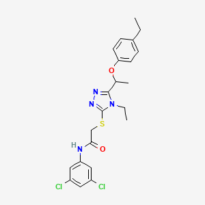 molecular formula C22H24Cl2N4O2S B4107115 N-(3,5-dichlorophenyl)-2-({4-ethyl-5-[1-(4-ethylphenoxy)ethyl]-4H-1,2,4-triazol-3-yl}thio)acetamide 