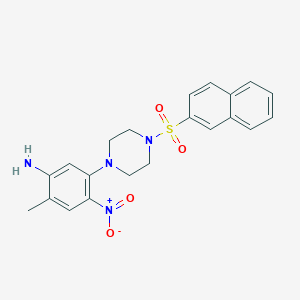 molecular formula C21H22N4O4S B4107132 2-methyl-5-[4-(2-naphthylsulfonyl)-1-piperazinyl]-4-nitroaniline 