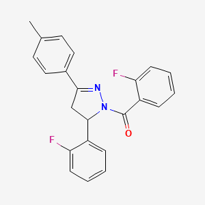 molecular formula C23H18F2N2O B4107154 1-(2-fluorobenzoyl)-5-(2-fluorophenyl)-3-(4-methylphenyl)-4,5-dihydro-1H-pyrazole 