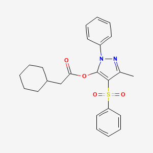 molecular formula C24H26N2O4S B4107192 3-methyl-1-phenyl-4-(phenylsulfonyl)-1H-pyrazol-5-yl cyclohexylacetate 