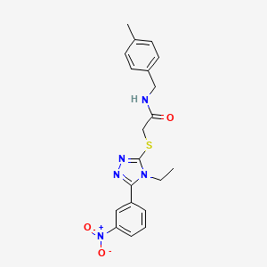 molecular formula C20H21N5O3S B4107196 2-{[4-ethyl-5-(3-nitrophenyl)-4H-1,2,4-triazol-3-yl]thio}-N-(4-methylbenzyl)acetamide 