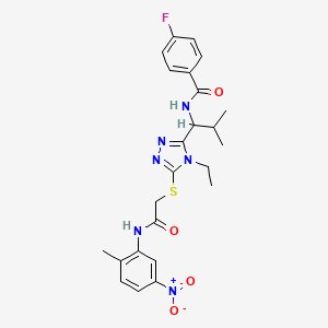 molecular formula C24H27FN6O4S B4107203 N-{1-[4-ethyl-5-({2-[(2-methyl-5-nitrophenyl)amino]-2-oxoethyl}thio)-4H-1,2,4-triazol-3-yl]-2-methylpropyl}-4-fluorobenzamide 