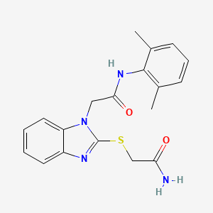 molecular formula C19H20N4O2S B4107207 2-{2-[(2-amino-2-oxoethyl)thio]-1H-benzimidazol-1-yl}-N-(2,6-dimethylphenyl)acetamide 