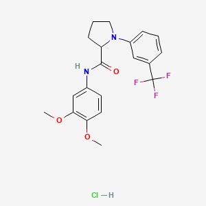 molecular formula C20H22ClF3N2O3 B4107209 N-(3,4-dimethoxyphenyl)-1-[3-(trifluoromethyl)phenyl]prolinamide hydrochloride 