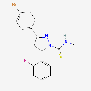 molecular formula C17H15BrFN3S B4107219 3-(4-bromophenyl)-5-(2-fluorophenyl)-N-methyl-4,5-dihydro-1H-pyrazole-1-carbothioamide 