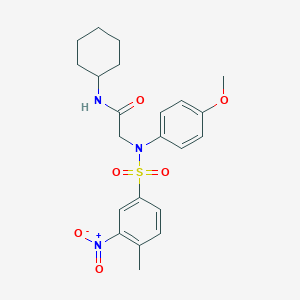 molecular formula C22H27N3O6S B410722 N-cyclohexyl-2-[({3-nitro-4-methylphenyl}sulfonyl)-4-methoxyanilino]acetamide 