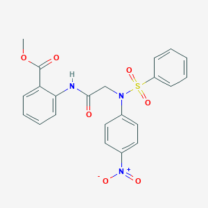 molecular formula C22H19N3O7S B410723 Methyl 2-({[4-nitro(phenylsulfonyl)anilino]acetyl}amino)benzoate 