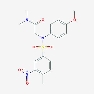 molecular formula C18H21N3O6S B410725 2-[({3-nitro-4-methylphenyl}sulfonyl)-4-methoxyanilino]-N,N-dimethylacetamide 