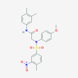 molecular formula C24H25N3O6S B410726 N-(3,4-dimethylphenyl)-2-[({3-nitro-4-methylphenyl}sulfonyl)-4-methoxyanilino]acetamide 