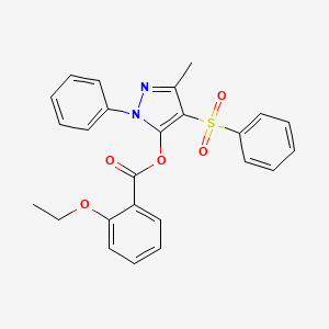 molecular formula C25H22N2O5S B4107273 3-methyl-1-phenyl-4-(phenylsulfonyl)-1H-pyrazol-5-yl 2-ethoxybenzoate 