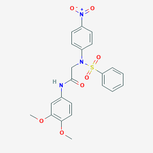 molecular formula C22H21N3O7S B410728 N-(3,4-dimethoxyphenyl)-2-[4-nitro(phenylsulfonyl)anilino]acetamide 