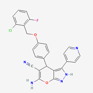molecular formula C25H17ClFN5O2 B4107290 6-amino-4-{4-[(2-chloro-6-fluorobenzyl)oxy]phenyl}-3-(4-pyridinyl)-1,4-dihydropyrano[2,3-c]pyrazole-5-carbonitrile 