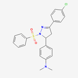 molecular formula C23H22ClN3O2S B4107304 4-[3-(4-chlorophenyl)-1-(phenylsulfonyl)-4,5-dihydro-1H-pyrazol-5-yl]-N,N-dimethylaniline 