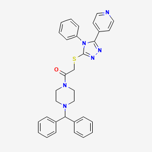 molecular formula C32H30N6OS B4107339 1-(diphenylmethyl)-4-({[4-phenyl-5-(4-pyridinyl)-4H-1,2,4-triazol-3-yl]thio}acetyl)piperazine 