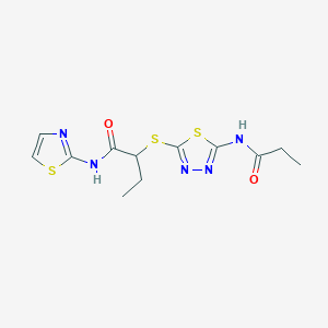 2-{[5-(propionylamino)-1,3,4-thiadiazol-2-yl]thio}-N-1,3-thiazol-2-ylbutanamide