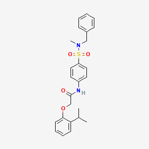 molecular formula C25H28N2O4S B4107363 N-(4-{[benzyl(methyl)amino]sulfonyl}phenyl)-2-(2-isopropylphenoxy)acetamide 