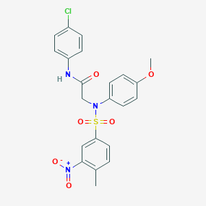 molecular formula C22H20ClN3O6S B410737 N-(4-chlorophenyl)-2-[({3-nitro-4-methylphenyl}sulfonyl)-4-methoxyanilino]acetamide 