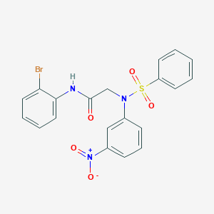 molecular formula C20H16BrN3O5S B410738 N-(2-bromophenyl)-2-[3-nitro(phenylsulfonyl)anilino]acetamide 