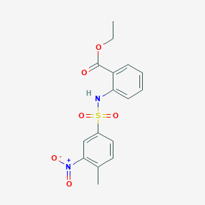 molecular formula C16H16N2O6S B410742 Ethyl 2-[({3-nitro-4-methylphenyl}sulfonyl)amino]benzoate 