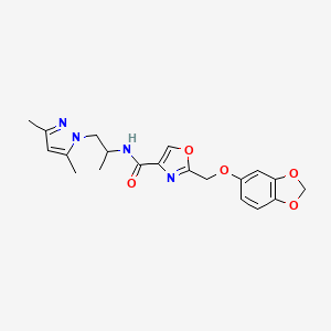molecular formula C20H22N4O5 B4107447 2-[(1,3-benzodioxol-5-yloxy)methyl]-N-[2-(3,5-dimethyl-1H-pyrazol-1-yl)-1-methylethyl]-1,3-oxazole-4-carboxamide 