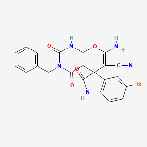 molecular formula C22H14BrN5O4 B4107482 7'-amino-3'-benzyl-5-bromo-2,2',4'-trioxo-1,1',2,2',3',4'-hexahydrospiro[indole-3,5'-pyrano[2,3-d]pyrimidine]-6'-carbonitrile 