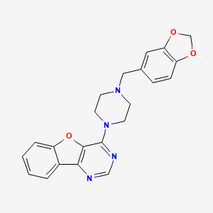 molecular formula C22H20N4O3 B4107506 4-[4-(1,3-benzodioxol-5-ylmethyl)-1-piperazinyl][1]benzofuro[3,2-d]pyrimidine 