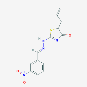 molecular formula C13H12N4O3S B410751 2-[(2E)-2-[(3-nitrophenyl)methylidene]hydrazinyl]-5-prop-2-enyl-1,3-thiazol-4-one 
