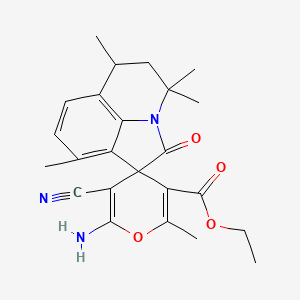 ethyl 6-amino-5-cyano-2,4',4',6',9'-pentamethyl-2'-oxo-5',6'-dihydro-4'H-spiro[pyran-4,1'-pyrrolo[3,2,1-ij]quinoline]-3-carboxylate
