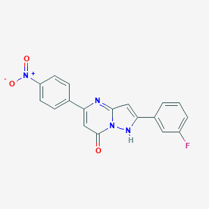 molecular formula C18H11FN4O3 B410755 2-(3-Fluorophenyl)-5-{4-nitrophenyl}pyrazolo[1,5-a]pyrimidin-7-ol 