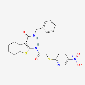 molecular formula C23H22N4O4S2 B4107574 N-benzyl-2-({[(5-nitro-2-pyridinyl)thio]acetyl}amino)-4,5,6,7-tetrahydro-1-benzothiophene-3-carboxamide 