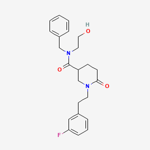 molecular formula C23H27FN2O3 B4107578 N-benzyl-1-[2-(3-fluorophenyl)ethyl]-N-(2-hydroxyethyl)-6-oxo-3-piperidinecarboxamide 