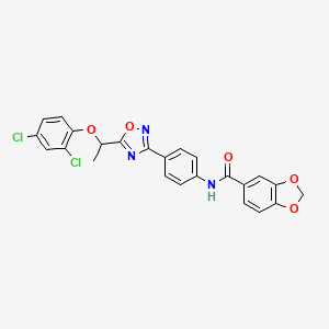 N-(4-{5-[1-(2,4-dichlorophenoxy)ethyl]-1,2,4-oxadiazol-3-yl}phenyl)-1,3-benzodioxole-5-carboxamide