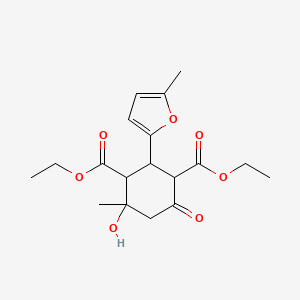 molecular formula C18H24O7 B4107607 diethyl 4-hydroxy-4-methyl-2-(5-methyl-2-furyl)-6-oxo-1,3-cyclohexanedicarboxylate 