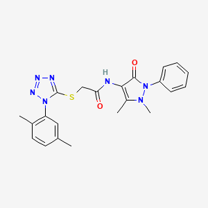 molecular formula C22H23N7O2S B4107622 N-(1,5-dimethyl-3-oxo-2-phenyl-2,3-dihydro-1H-pyrazol-4-yl)-2-{[1-(2,5-dimethylphenyl)-1H-tetrazol-5-yl]thio}acetamide 