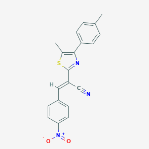 molecular formula C20H15N3O2S B410763 3-{4-Nitrophenyl}-2-[5-methyl-4-(4-methylphenyl)-1,3-thiazol-2-yl]acrylonitrile 