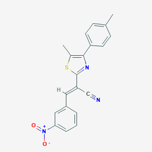 molecular formula C20H15N3O2S B410766 3-{3-Nitrophenyl}-2-[5-methyl-4-(4-methylphenyl)-1,3-thiazol-2-yl]acrylonitrile 