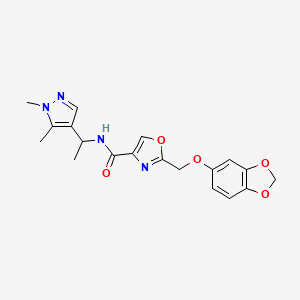 molecular formula C19H20N4O5 B4107668 2-[(1,3-benzodioxol-5-yloxy)methyl]-N-[1-(1,5-dimethyl-1H-pyrazol-4-yl)ethyl]-1,3-oxazole-4-carboxamide 