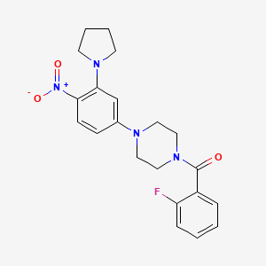 molecular formula C21H23FN4O3 B4107711 1-(2-fluorobenzoyl)-4-[4-nitro-3-(1-pyrrolidinyl)phenyl]piperazine 