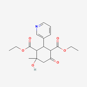 molecular formula C18H23NO6 B4107777 diethyl 4-hydroxy-4-methyl-6-oxo-2-(3-pyridinyl)-1,3-cyclohexanedicarboxylate 