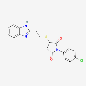 molecular formula C19H16ClN3O2S B4107812 3-{[2-(1H-benzimidazol-2-yl)ethyl]thio}-1-(4-chlorophenyl)-2,5-pyrrolidinedione 