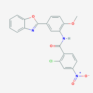molecular formula C21H14ClN3O5 B410782 N-[5-(1,3-benzoxazol-2-yl)-2-methoxyphenyl]-2-chloro-4-nitrobenzamide 