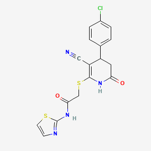 2-{[4-(4-chlorophenyl)-3-cyano-6-oxo-1,4,5,6-tetrahydro-2-pyridinyl]thio}-N-1,3-thiazol-2-ylacetamide