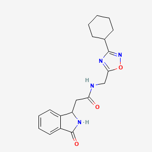 molecular formula C19H22N4O3 B4107850 N-[(3-cyclohexyl-1,2,4-oxadiazol-5-yl)methyl]-2-(3-oxo-2,3-dihydro-1H-isoindol-1-yl)acetamide 