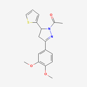 1-acetyl-3-(3,4-dimethoxyphenyl)-5-(2-thienyl)-4,5-dihydro-1H-pyrazole