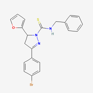 molecular formula C21H18BrN3OS B4107911 N-benzyl-3-(4-bromophenyl)-5-(2-furyl)-4,5-dihydro-1H-pyrazole-1-carbothioamide 