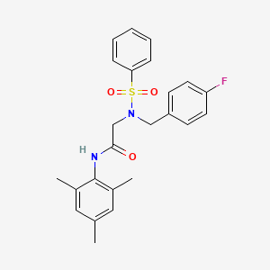 molecular formula C24H25FN2O3S B4107914 N~2~-(4-fluorobenzyl)-N~1~-mesityl-N~2~-(phenylsulfonyl)glycinamide 