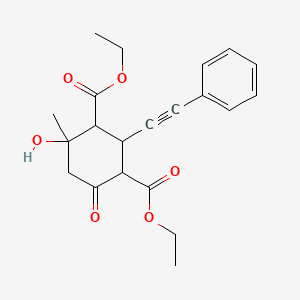 diethyl 4-hydroxy-4-methyl-6-oxo-2-(phenylethynyl)-1,3-cyclohexanedicarboxylate